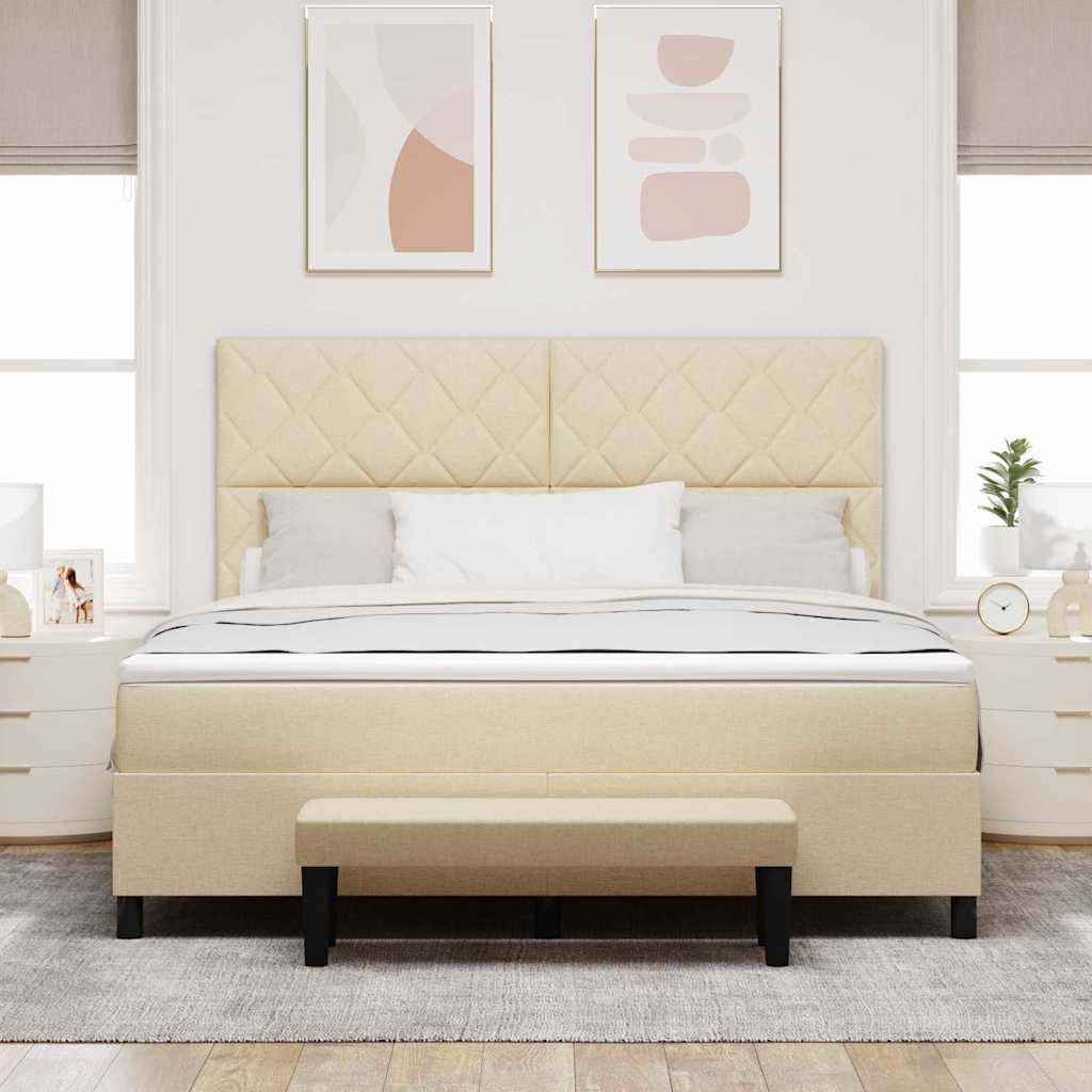 vidaXL Łóżko sprężynowe Z zagłówkiem Kremowy 180 x 200 cm tkanina