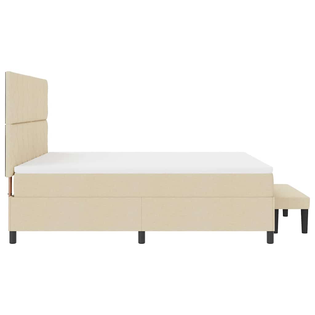 vidaXL Łóżko sprężynowe Z zagłówkiem Kremowy 180 x 200 cm tkanina