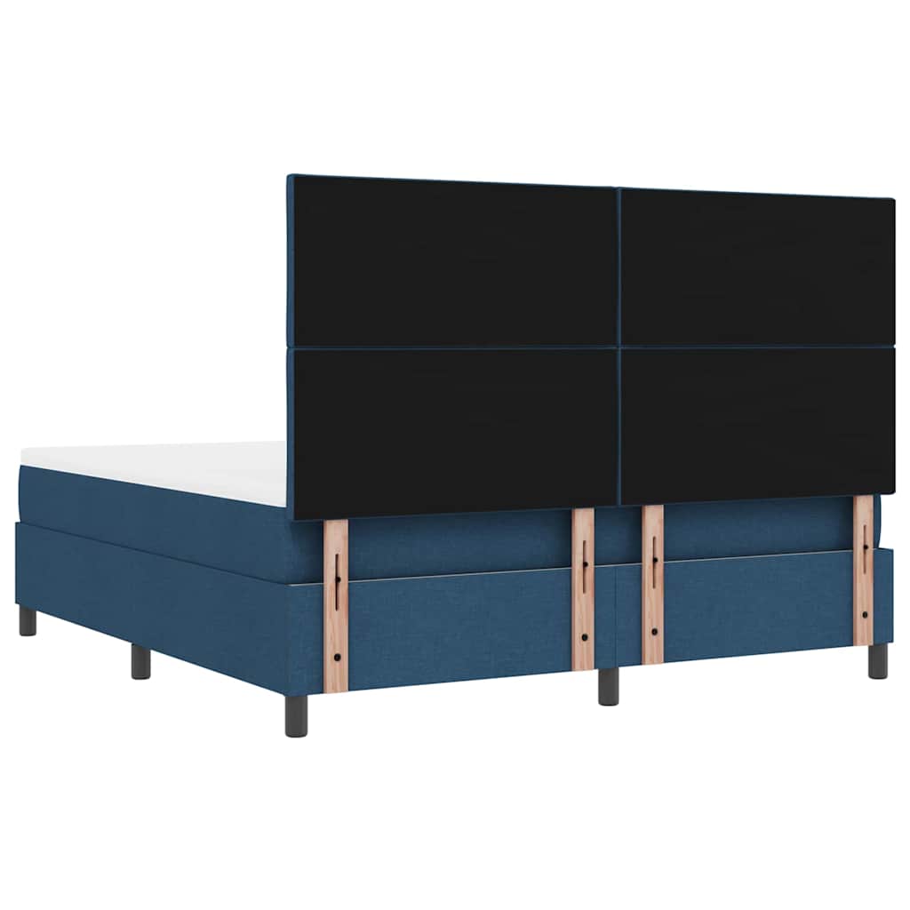 vidaXL Łóżko sprężynowe Z zagłówkiem Niebieski 180 x 200 cm tkanina