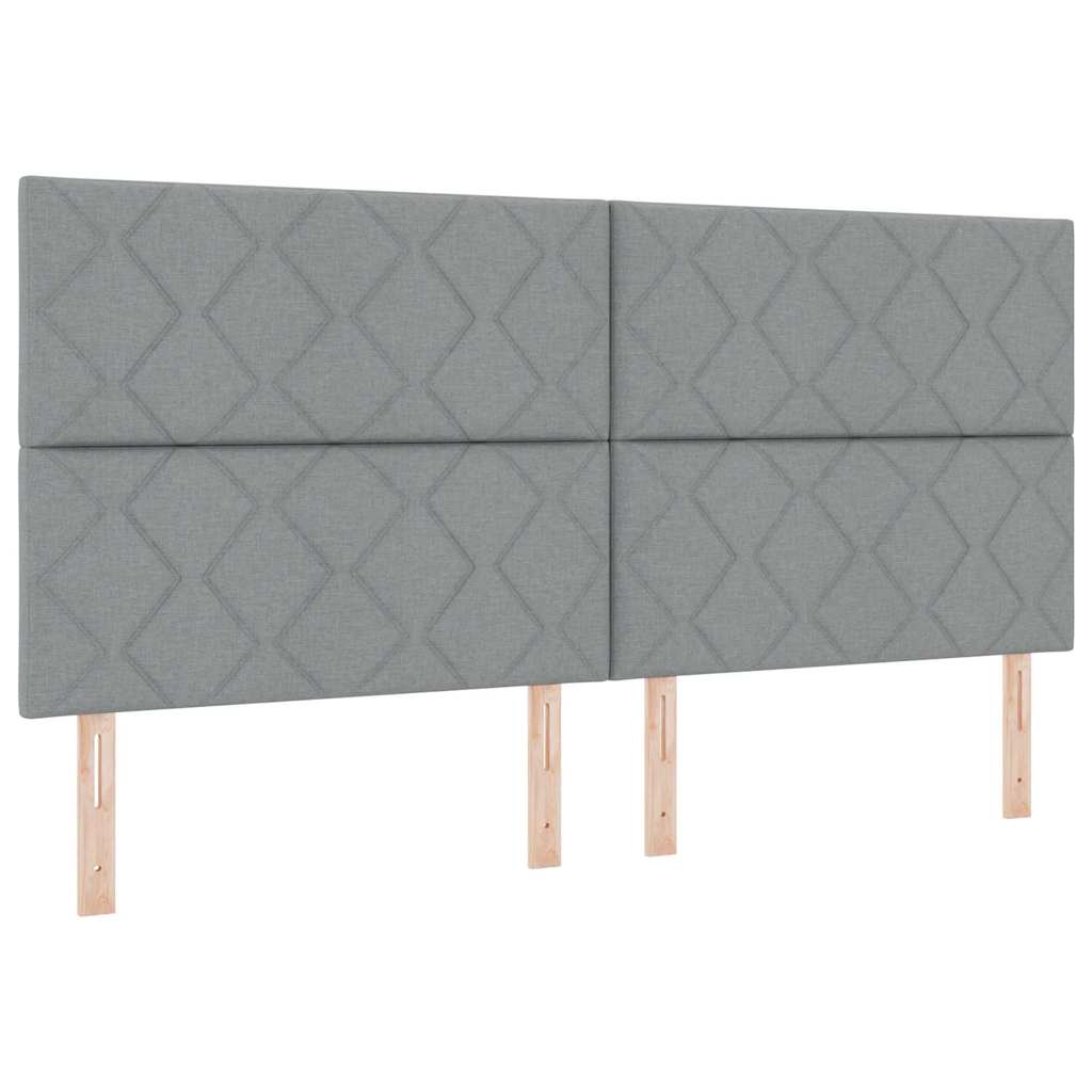 vidaXL Łóżko sprężynowe Z zagłówkiem Jasnoszary 200 x 200 cm tkanina