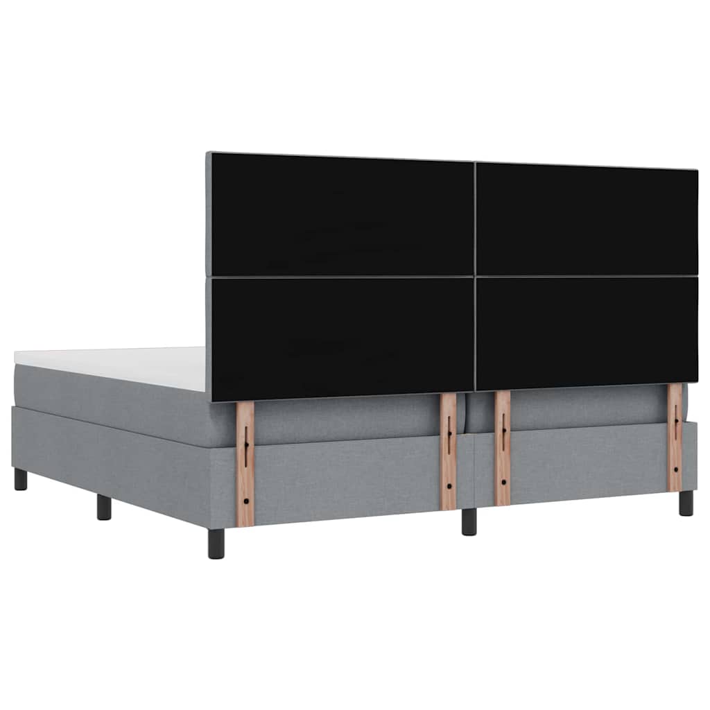 vidaXL Łóżko sprężynowe Z zagłówkiem Jasnoszary 200 x 200 cm tkanina