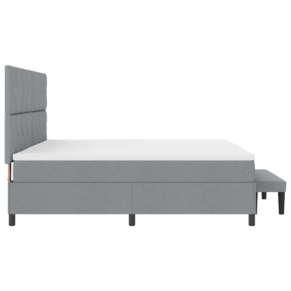 vidaXL Łóżko sprężynowe Z zagłówkiem Jasnoszary 200 x 200 cm tkanina