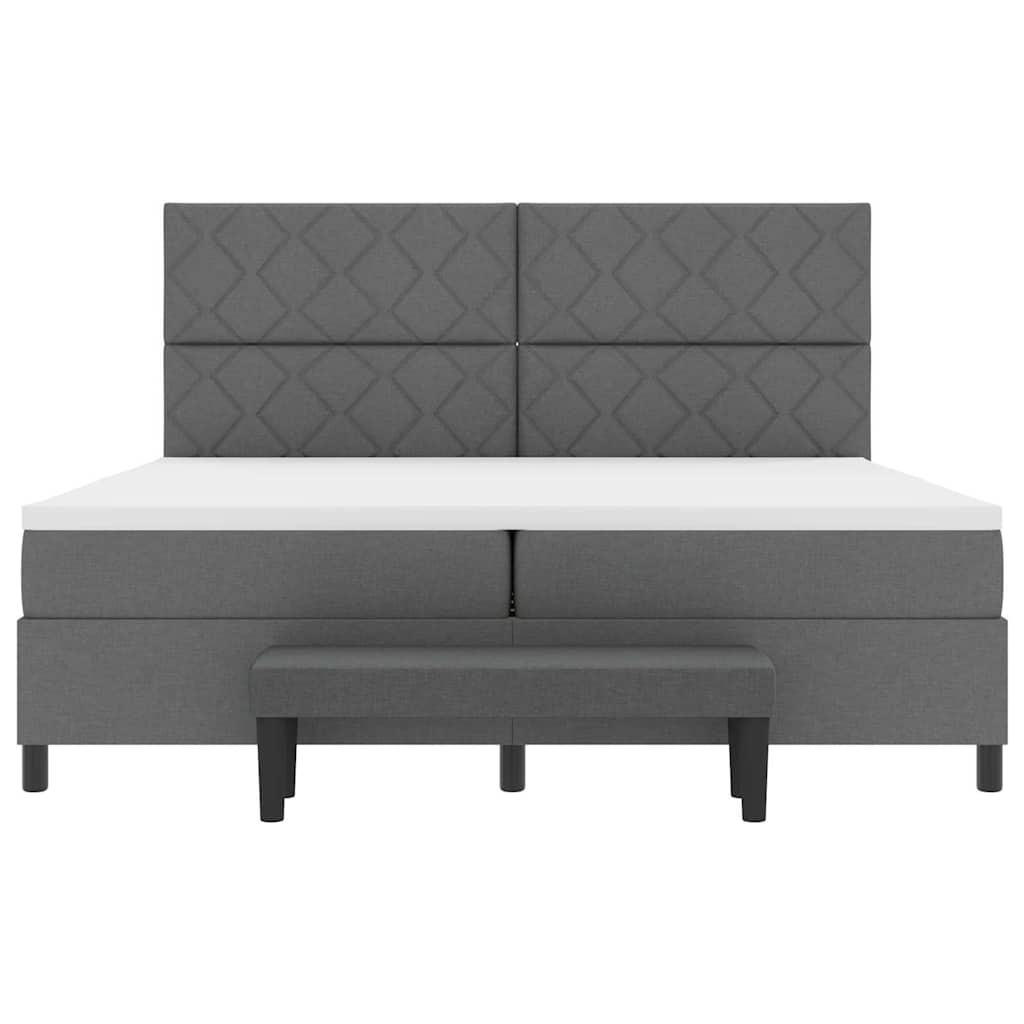 vidaXL Łóżko sprężynowe Z zagłówkiem Ciemnoszary 200 x 200 cm tkanina