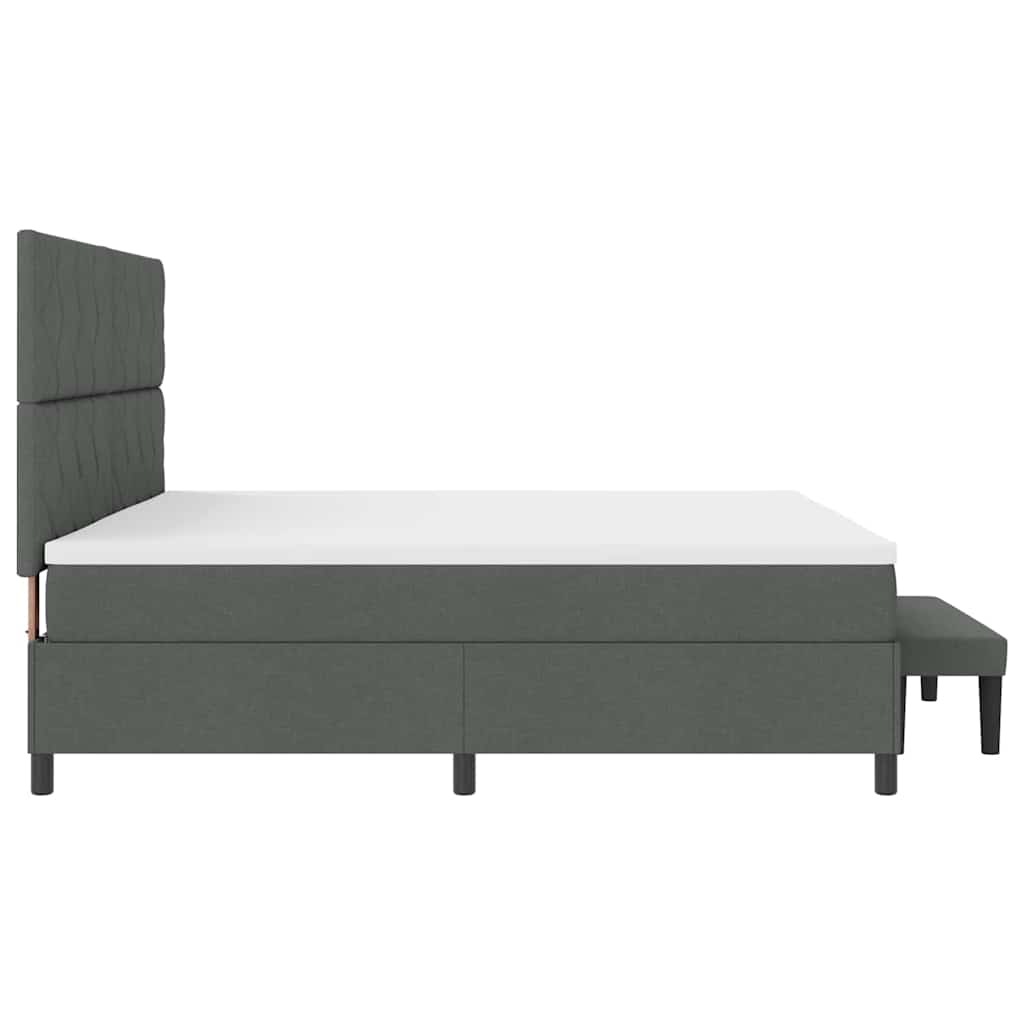 vidaXL Łóżko sprężynowe Z zagłówkiem Ciemnoszary 200 x 200 cm tkanina
