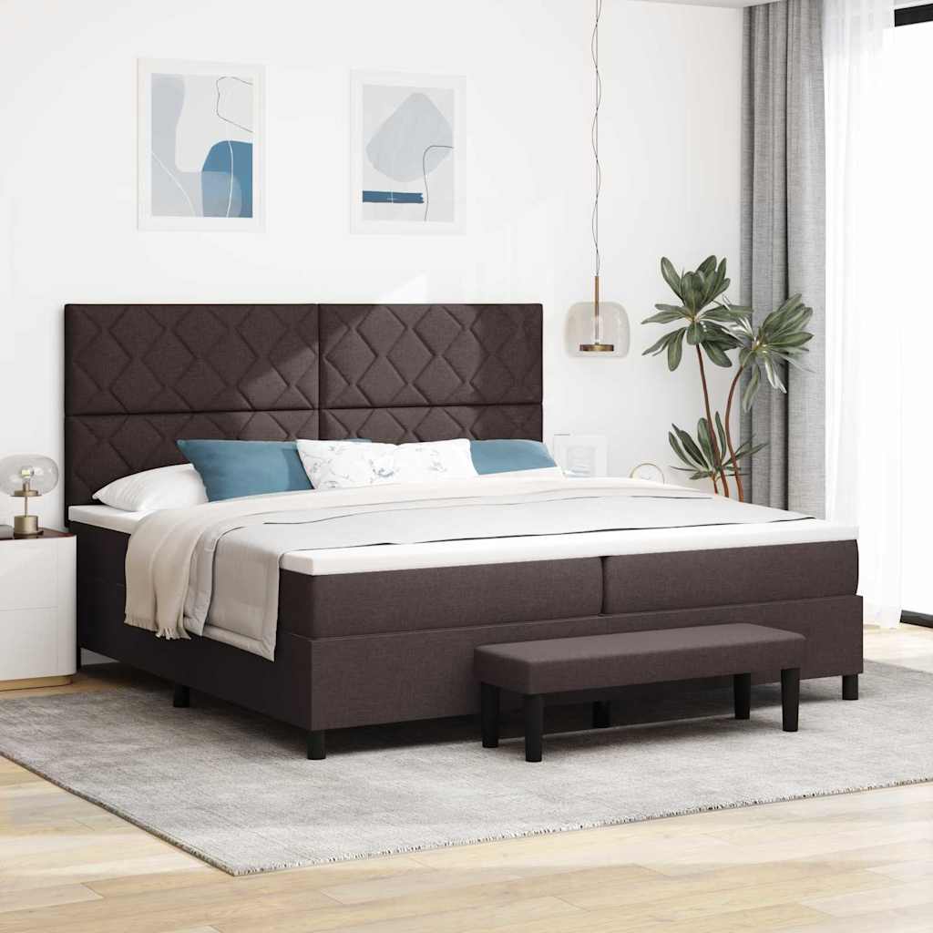 vidaXL Łóżko sprężynowe z materacem Ciemny brąz 200 x 200 cm tkanina