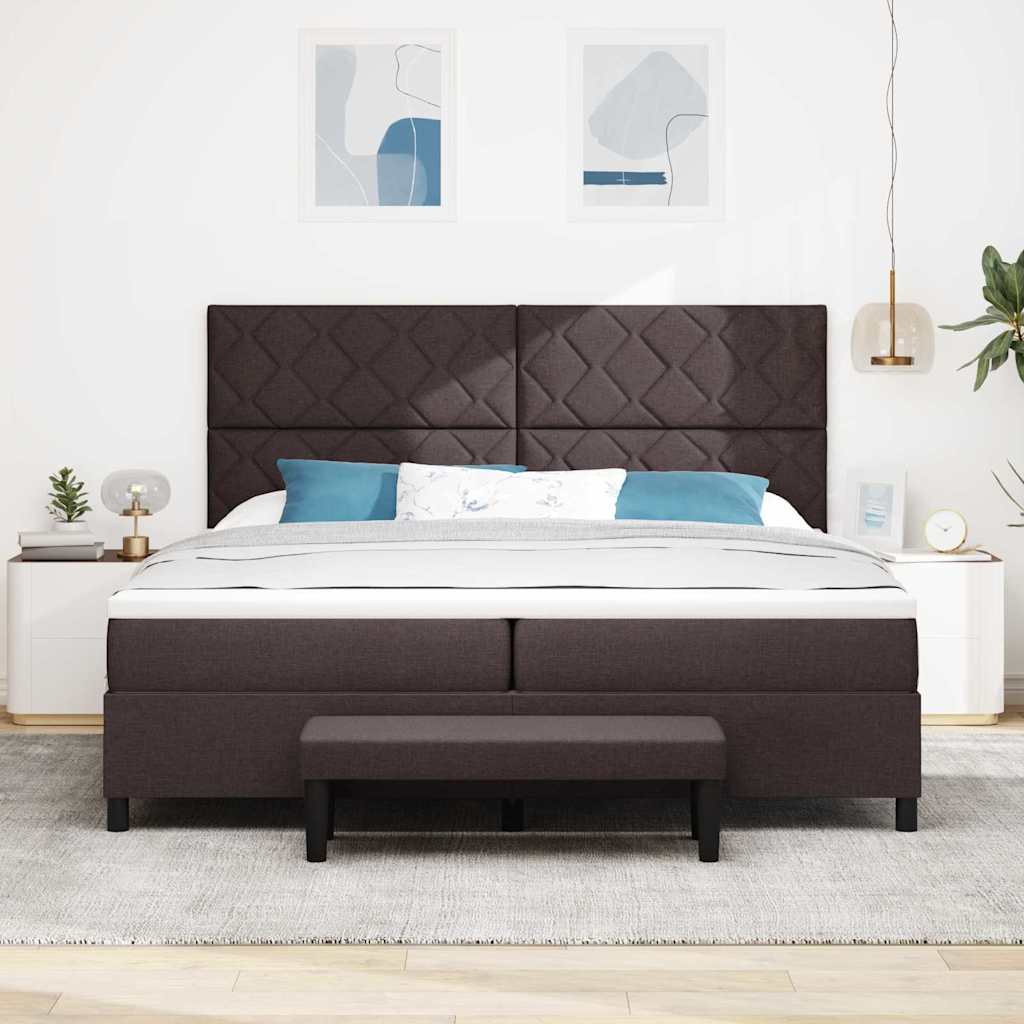 vidaXL Łóżko sprężynowe z materacem Ciemny brąz 200 x 200 cm tkanina