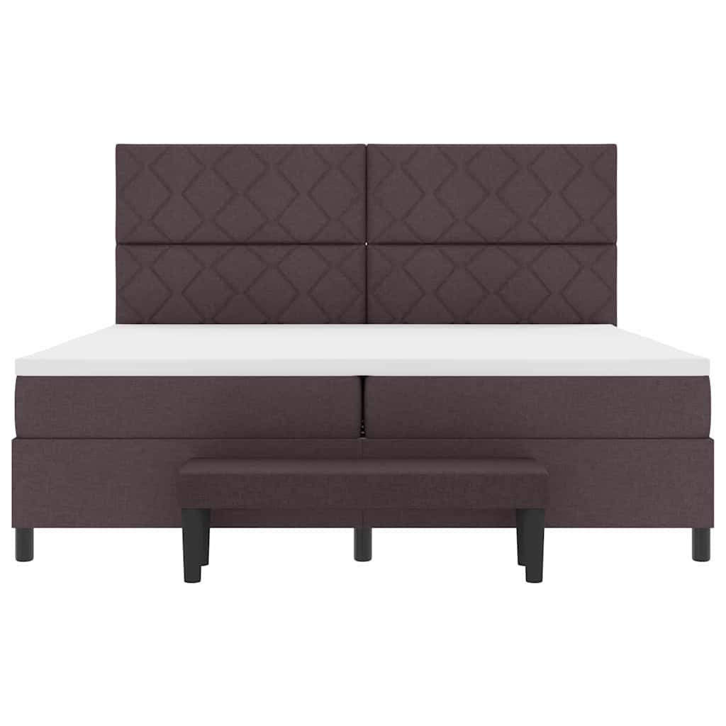vidaXL Łóżko sprężynowe z materacem Ciemny brąz 200 x 200 cm tkanina