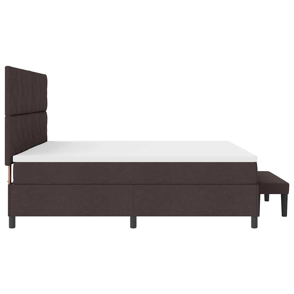 vidaXL Łóżko sprężynowe z materacem Ciemny brąz 200 x 200 cm tkanina