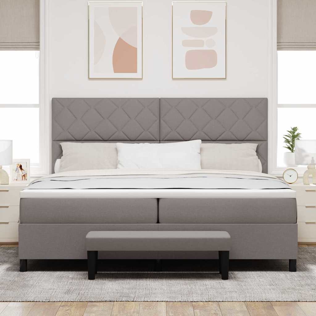 vidaXL Łóżko sprężynowe Z zagłówkiem Ciemnoszary 200 x 200 cm tkanina