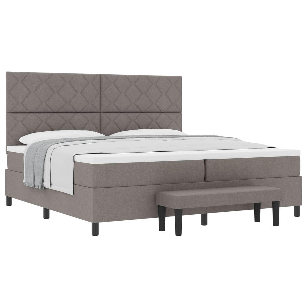 vidaXL Łóżko sprężynowe Z zagłówkiem Ciemnoszary 200 x 200 cm tkanina