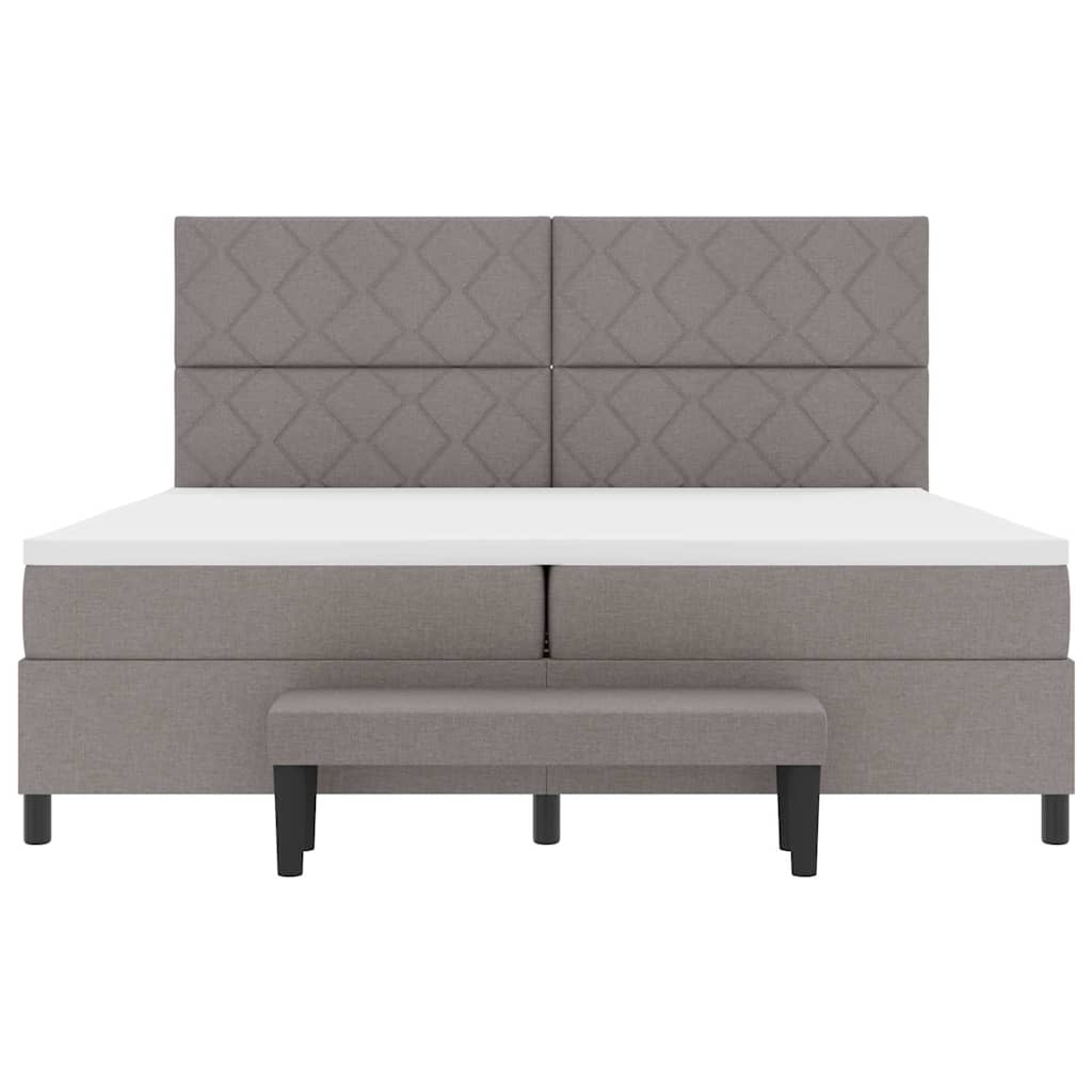 vidaXL Łóżko sprężynowe Z zagłówkiem Ciemnoszary 200 x 200 cm tkanina
