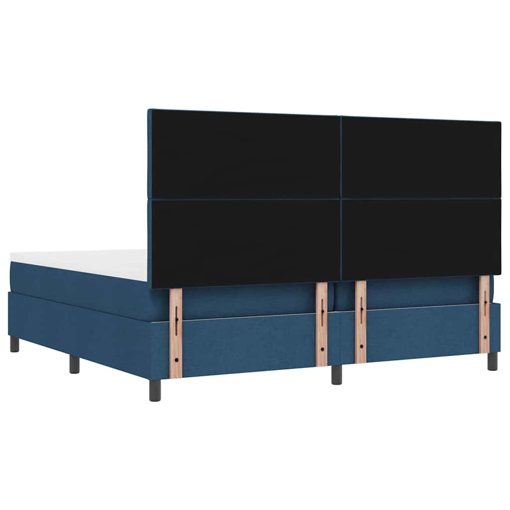 vidaXL Łóżko sprężynowe z materacem Niebieski 200 x 200 cm tkanina