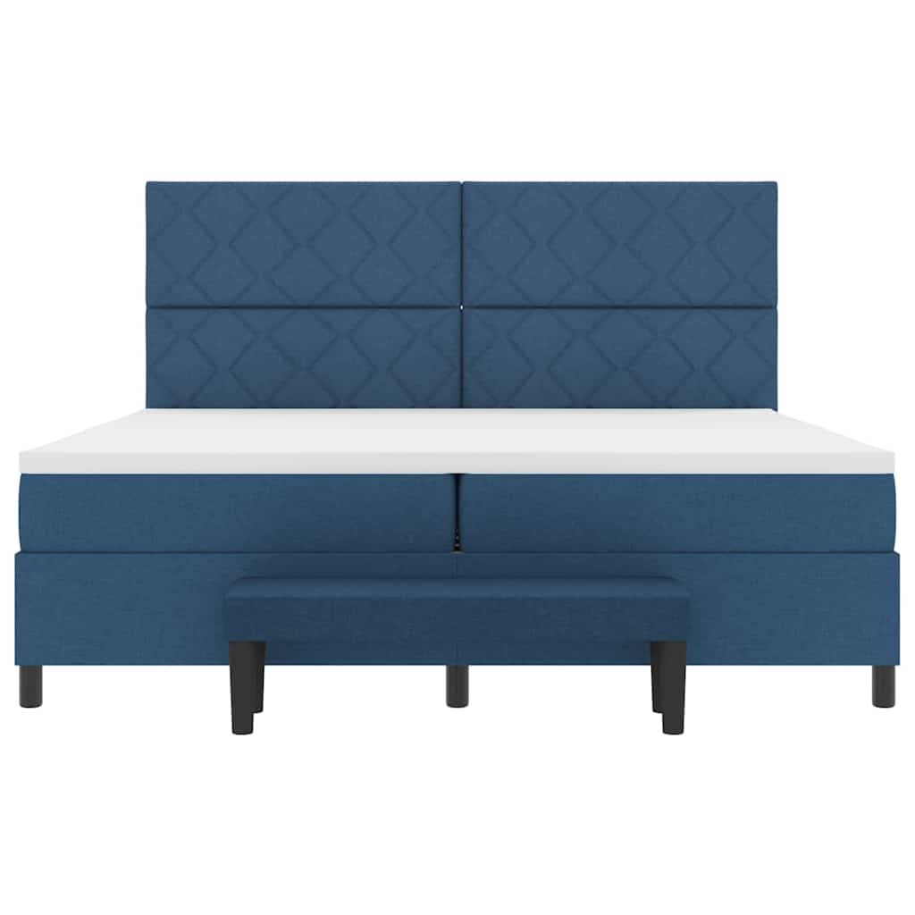 vidaXL Łóżko sprężynowe z materacem Niebieski 200 x 200 cm tkanina