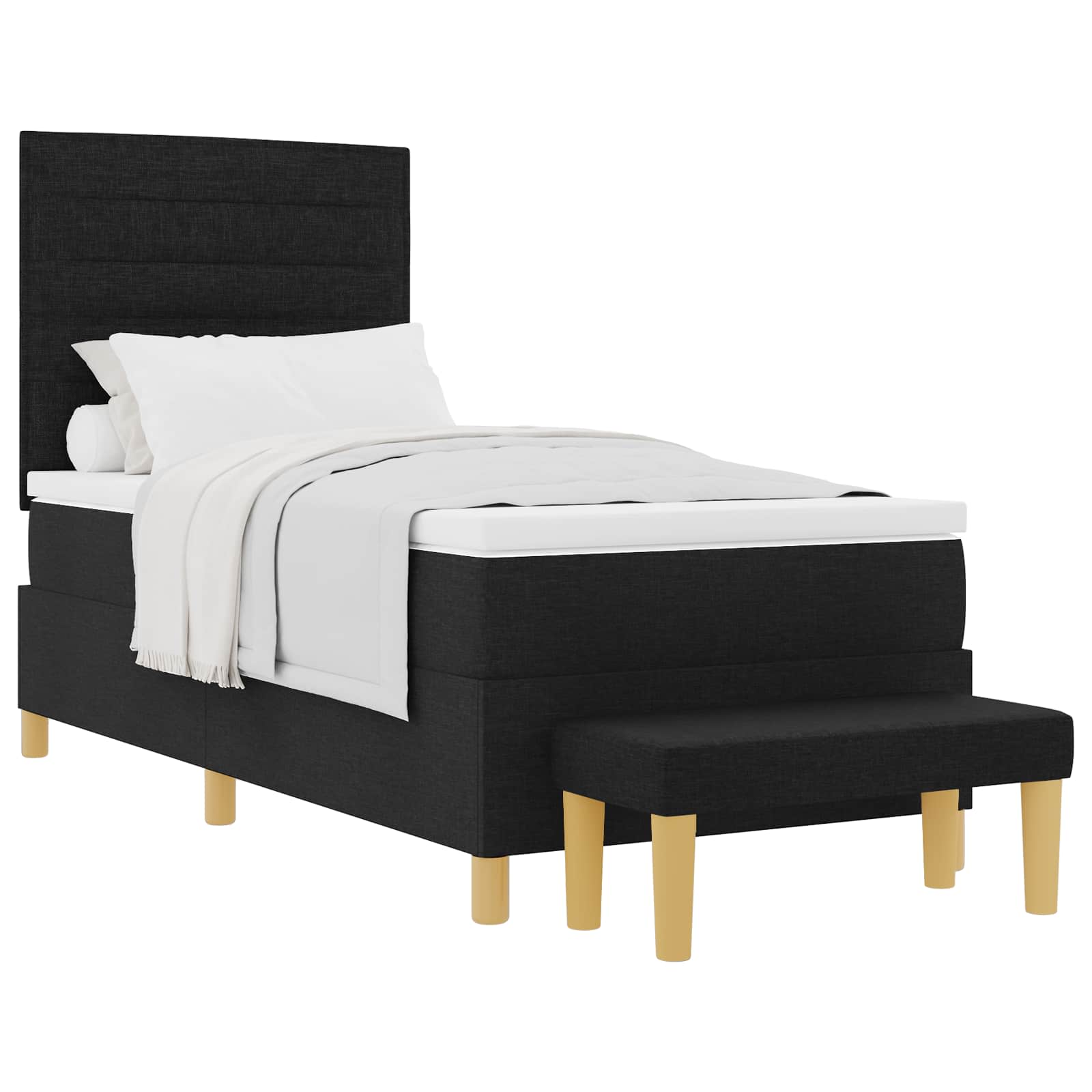 vidaXL Łóżko sprężynowe Z zagłówkiem Czarny 200 x 90 cm tkanina