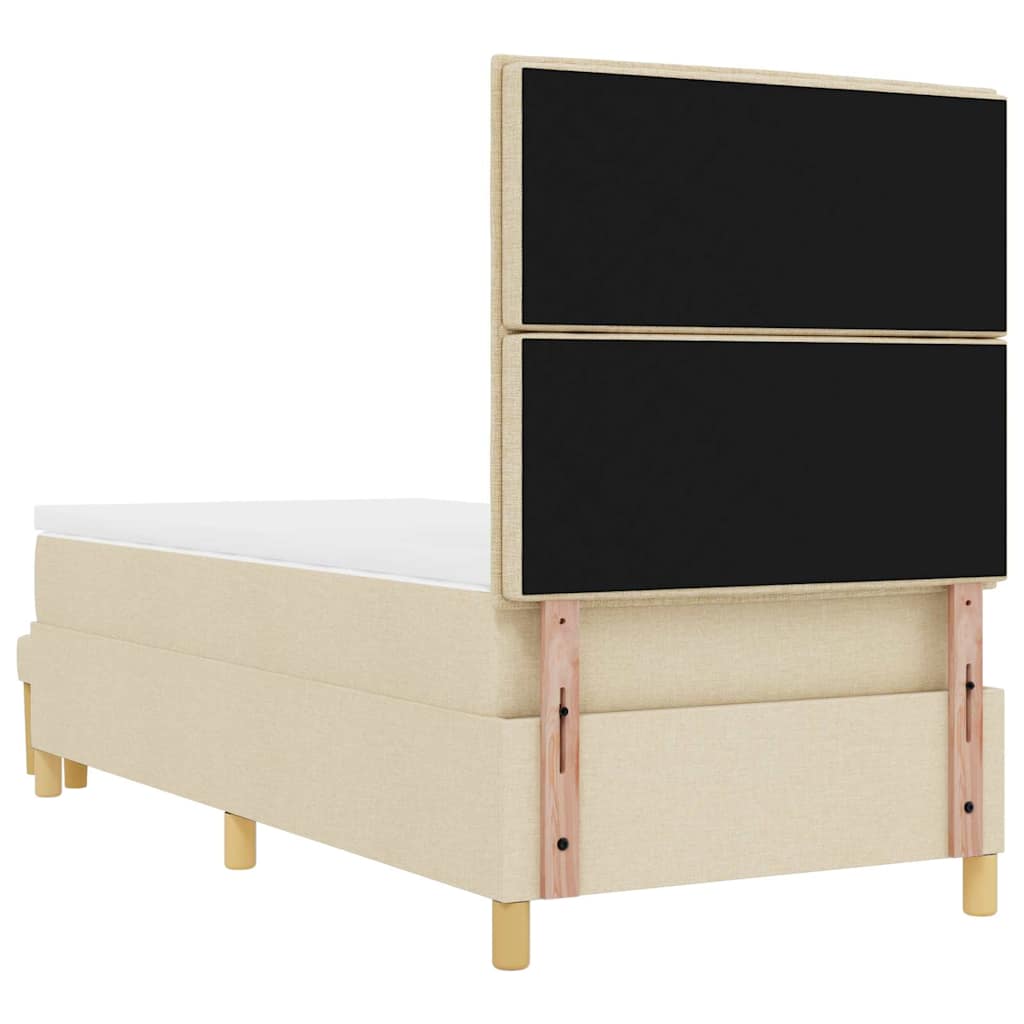 vidaXL Łóżko sprężynowe Z zagłówkiem Kremowy 200 x 90 cm tkanina