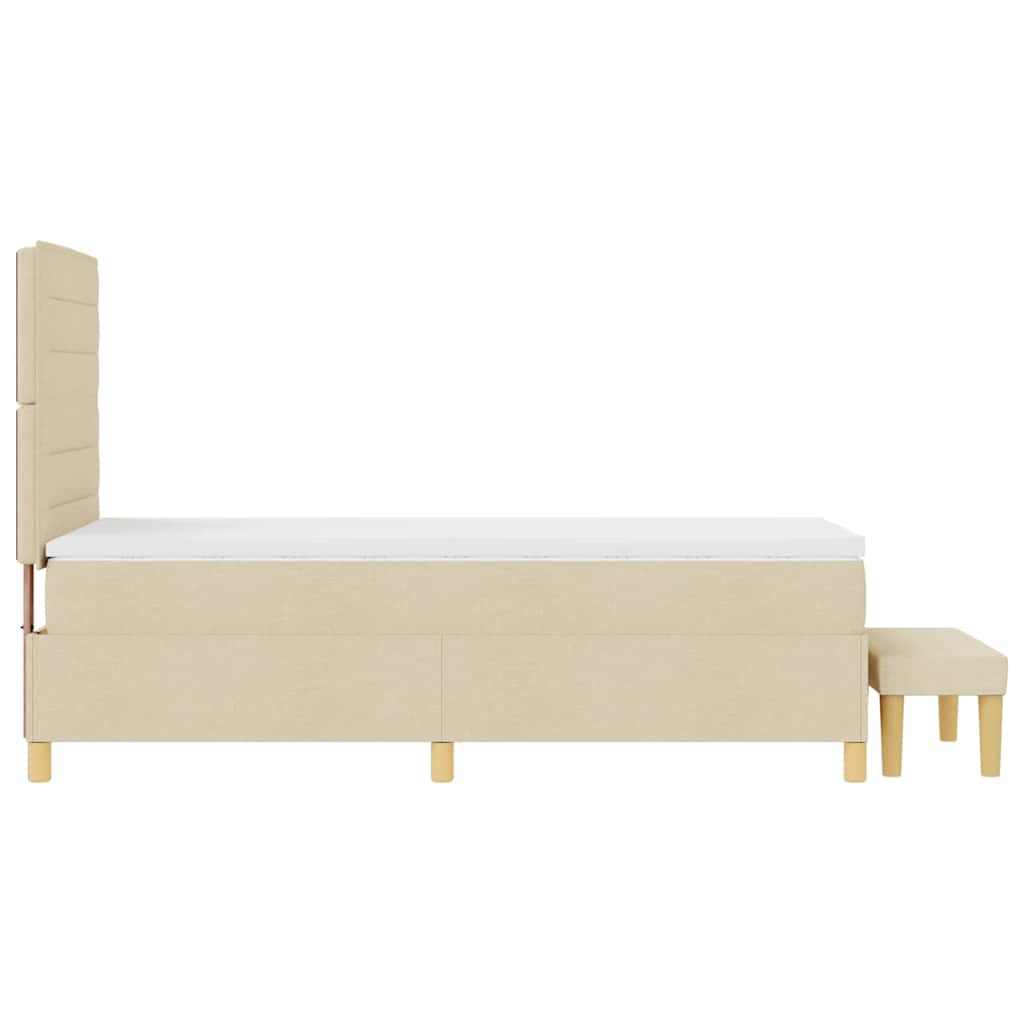 vidaXL Łóżko sprężynowe Z zagłówkiem Kremowy 200 x 90 cm tkanina