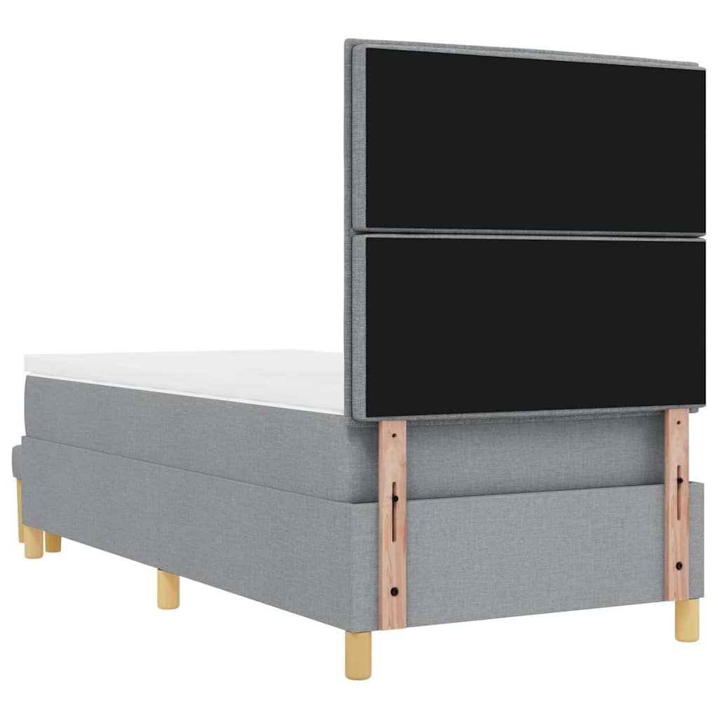 vidaXL Łóżko sprężynowe Z zagłówkiem Jasnoszary 190 x 90 cm tkanina