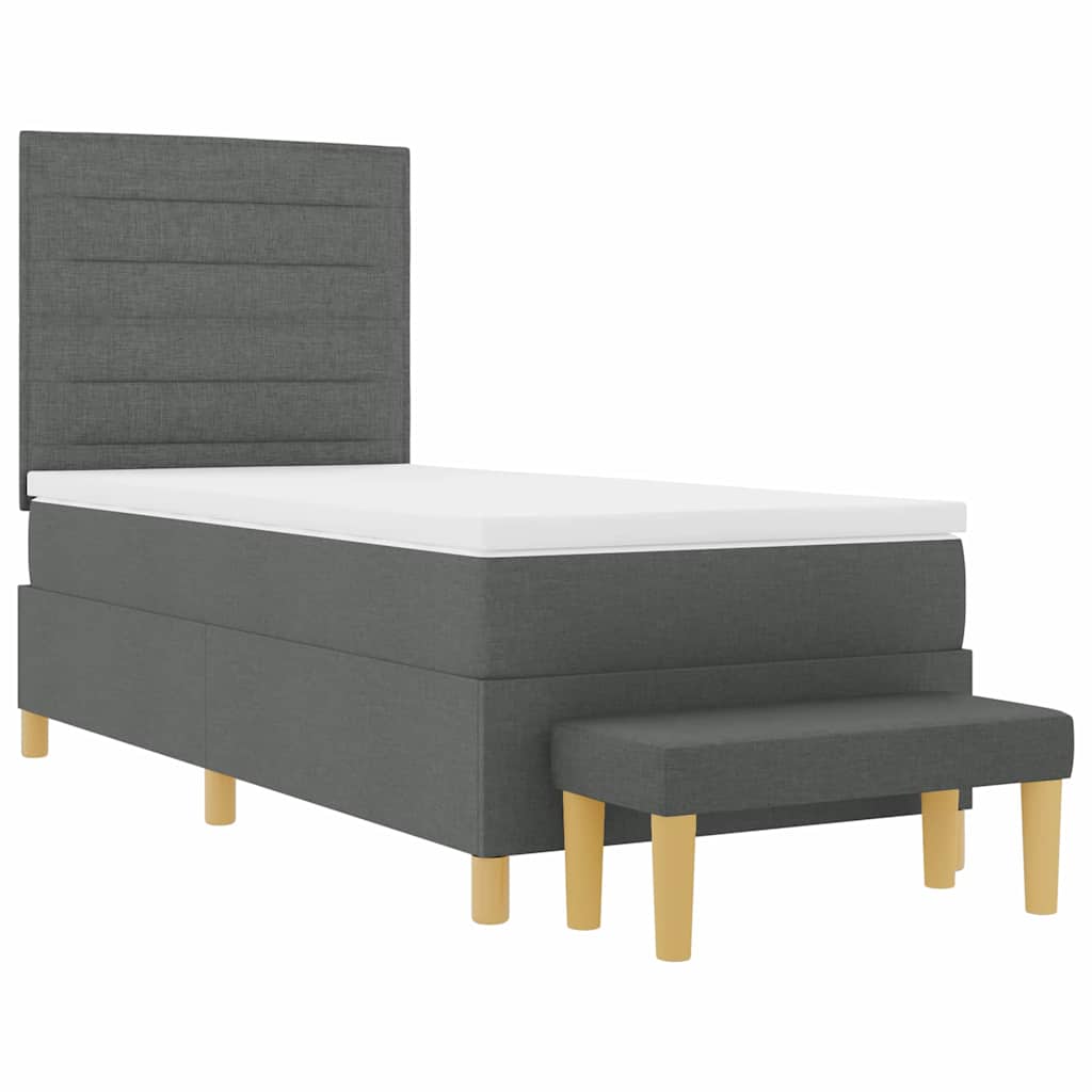 vidaXL Łóżko sprężynowe z poduszką ciemno szary 200 x 90 cm tkanina
