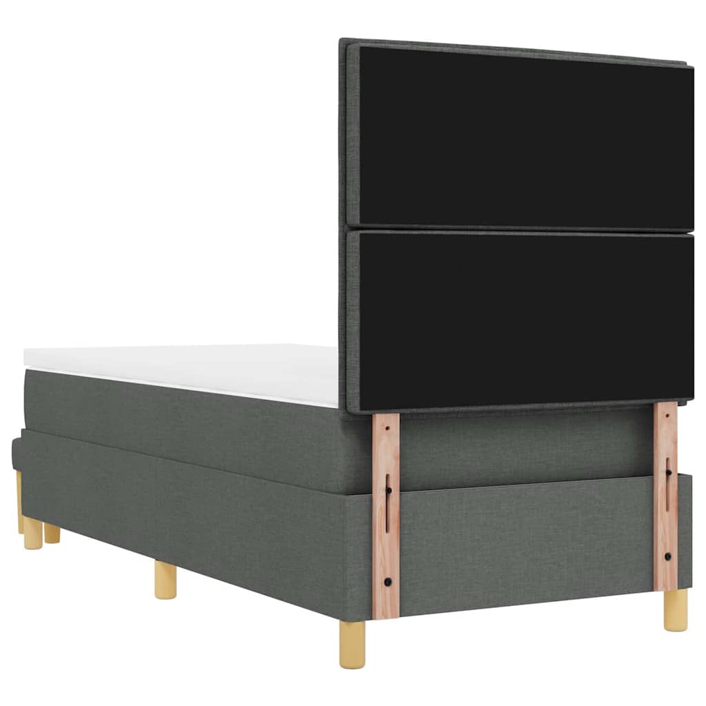 vidaXL Łóżko sprężynowe z poduszką ciemno szary 200 x 90 cm tkanina