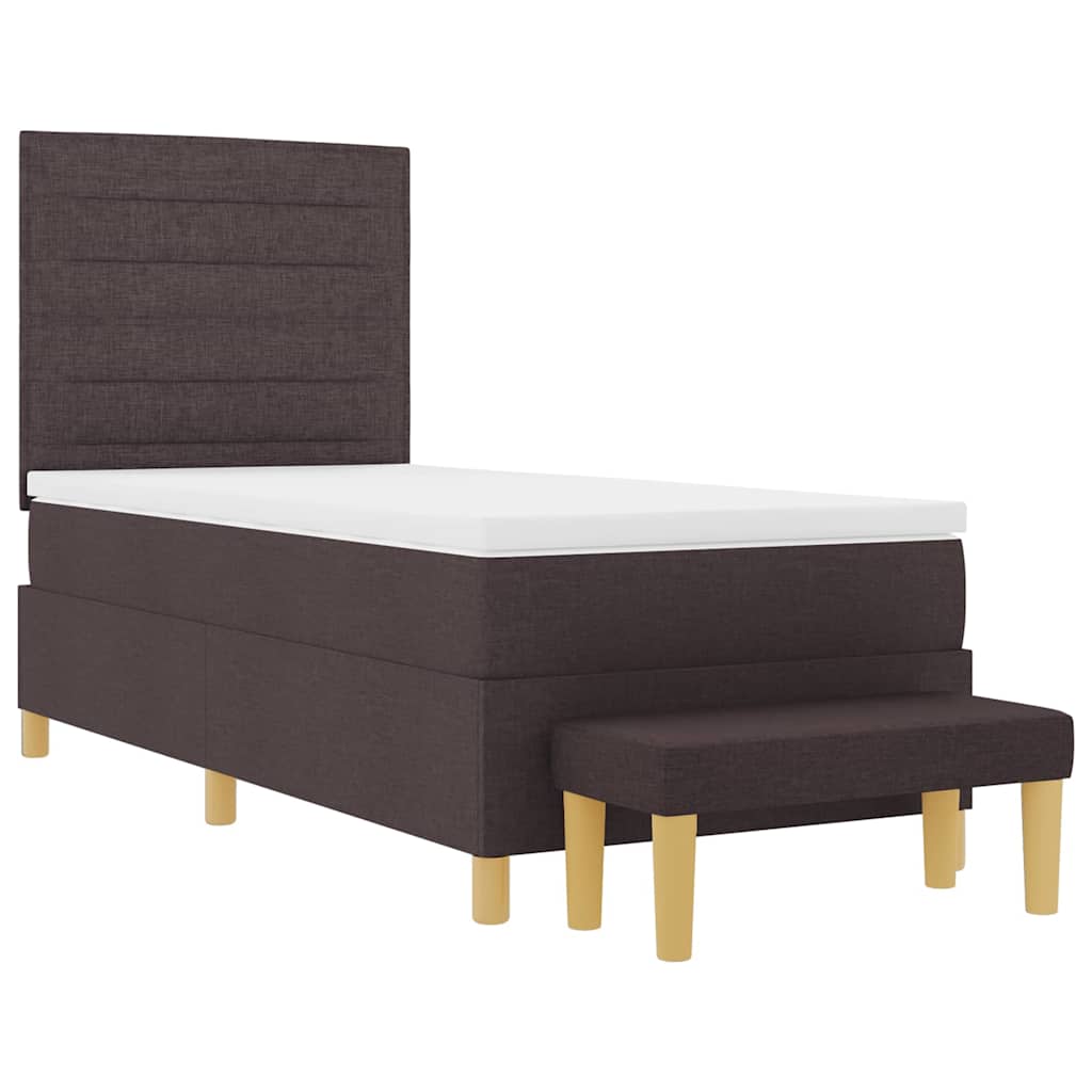 vidaXL Łóżko sprężynowe z poduszką ciemnobrązowy 200 x 90 cm tkanina