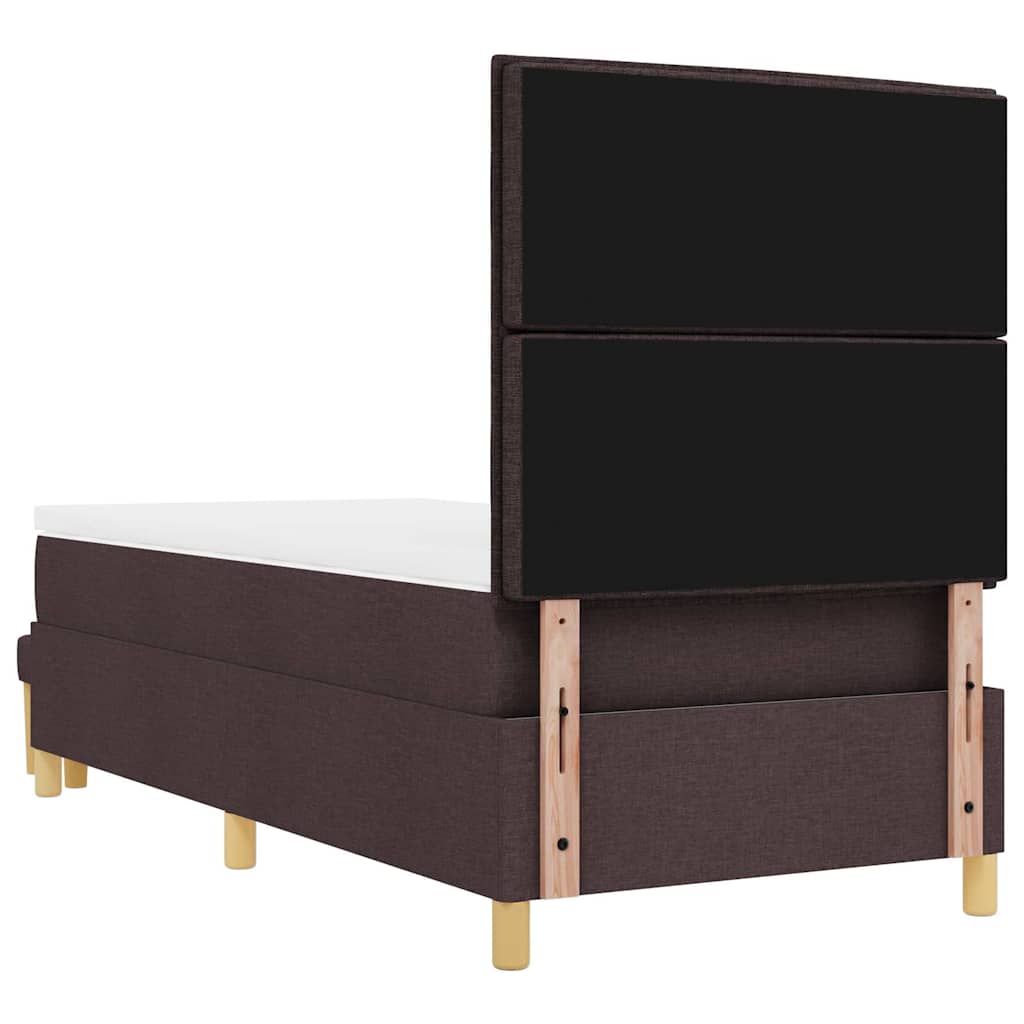 vidaXL Łóżko sprężynowe z poduszką ciemnobrązowy 200 x 90 cm tkanina
