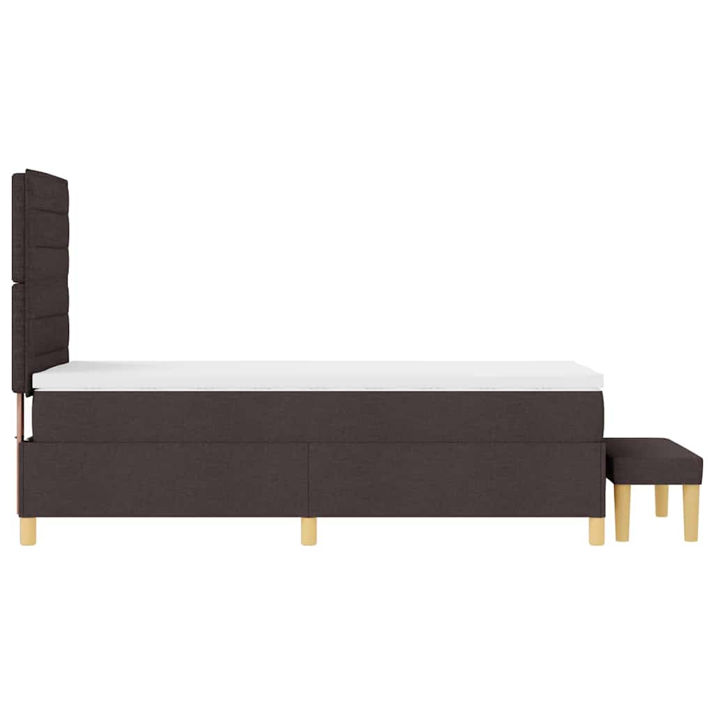 vidaXL Łóżko sprężynowe z poduszką ciemnobrązowy 200 x 90 cm tkanina