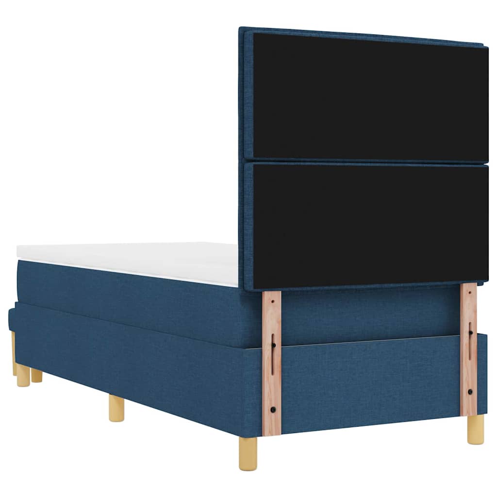 vidaXL Łóżko sprężynowe Z zagłówkiem Niebieski 200 x 90 cm tkanina