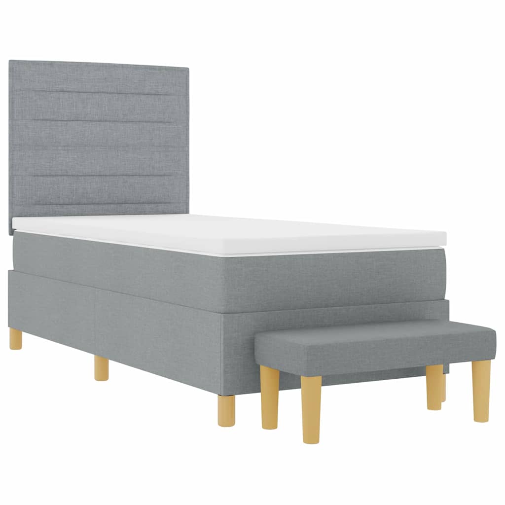 vidaXL Łóżko sprężynowe z poduszką Jasnoszary 200 x 90 cm tkanina