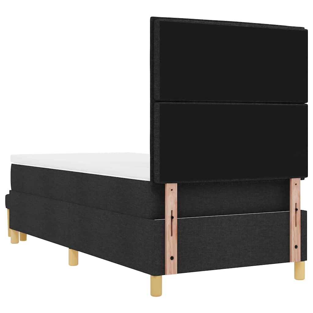 vidaXL Łóżko sprężynowe Z zagłówkiem Czarny 200 x 90 cm tkanina