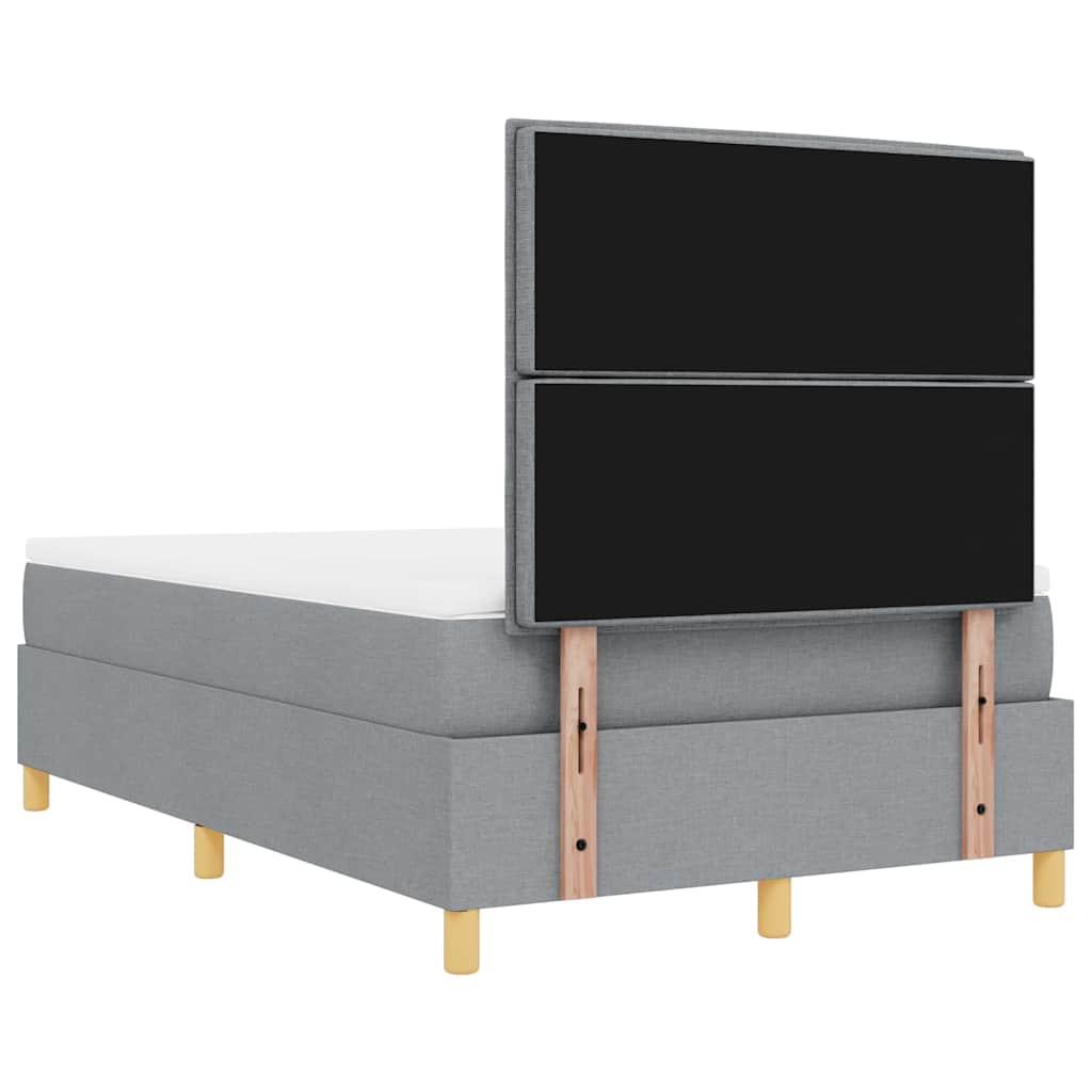 vidaXL Łóżko sprężynowe Z zagłówkiem Jasnoszary 200 x 120 cm tkanina