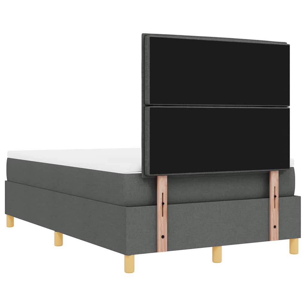 vidaXL Łóżko sprężynowe Z zagłówkiem ciemno szary 200 x 120 cm tkanina