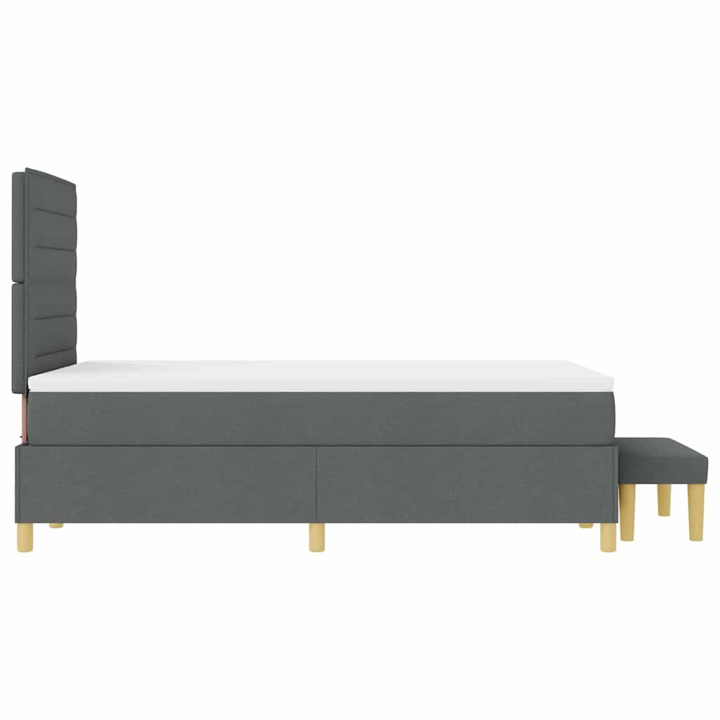 vidaXL Łóżko sprężynowe Z zagłówkiem ciemno szary 200 x 120 cm tkanina