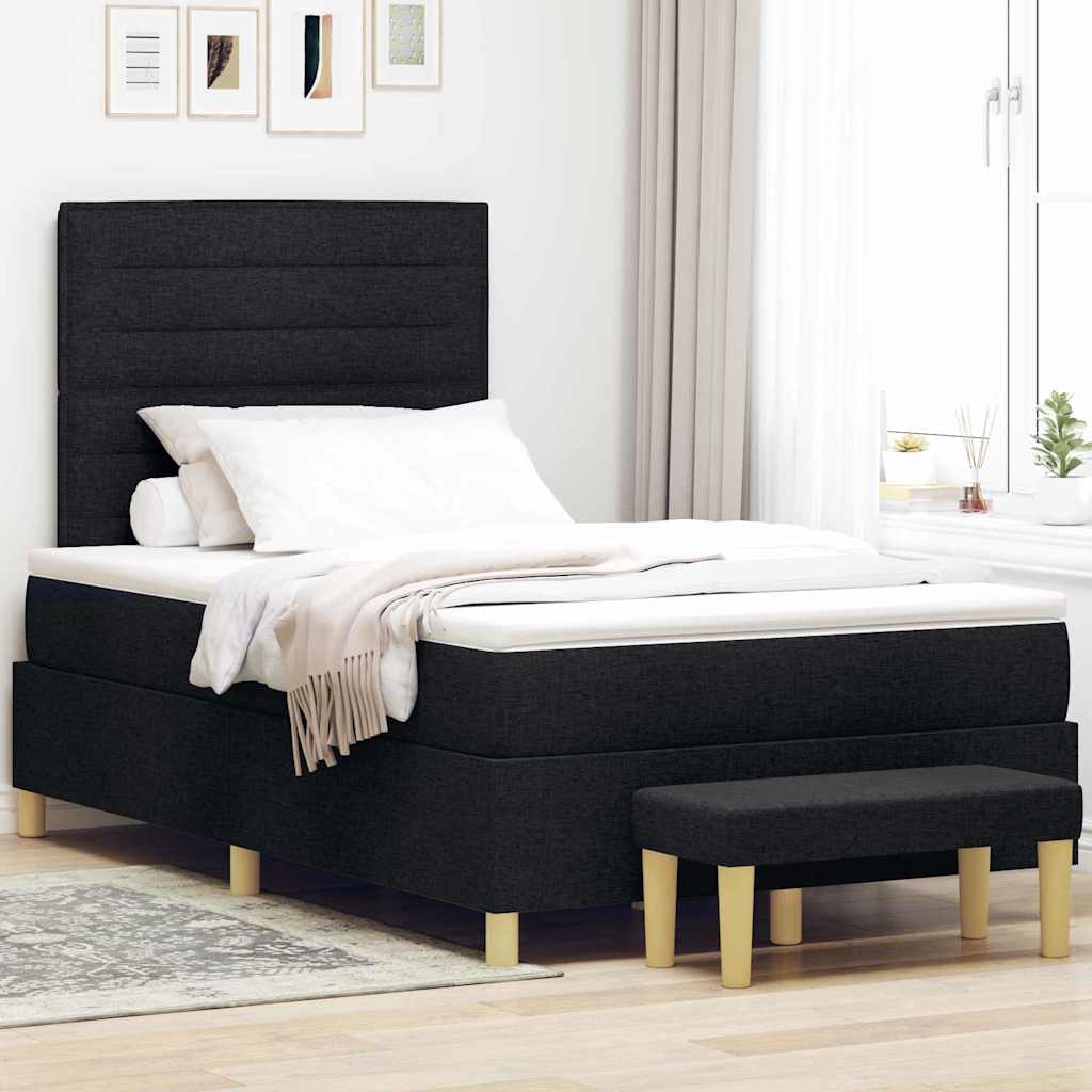 vidaXL Łóżko sprężynowe Z zagłówkiem Czarny 200 x 120 cm tkanina