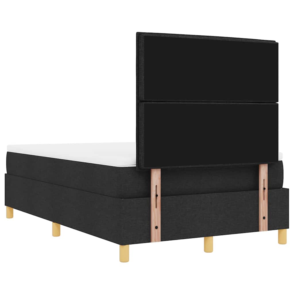 vidaXL Łóżko sprężynowe Z zagłówkiem Czarny 200 x 120 cm tkanina