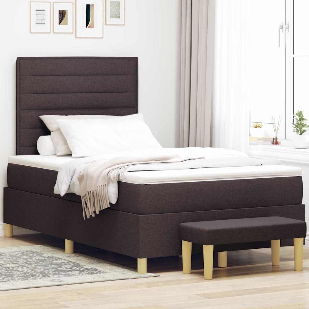 vidaXL Łóżko sprężynowe ciemnobrązowy 200 x 120 cm tkanina