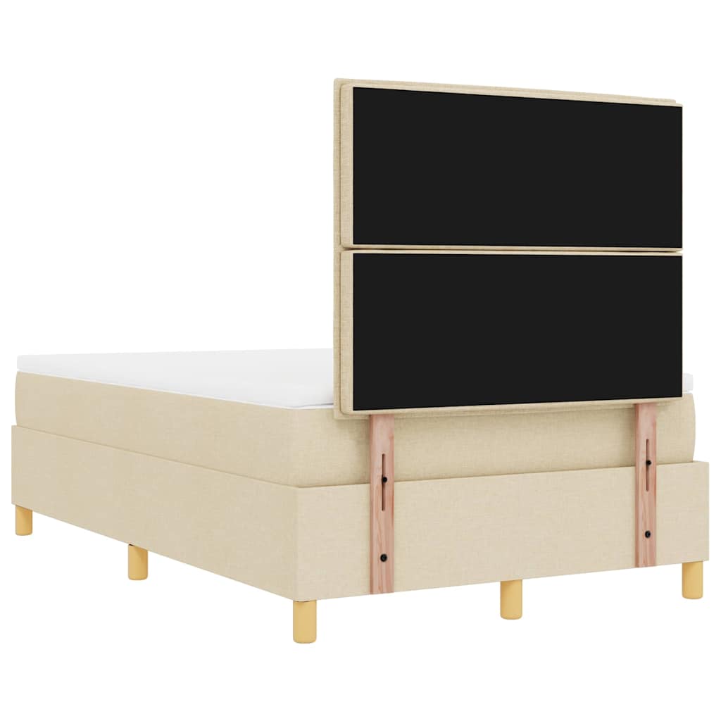 vidaXL Łóżko sprężynowe Z zagłówkiem Kremowy 200 x 120 cm tkanina