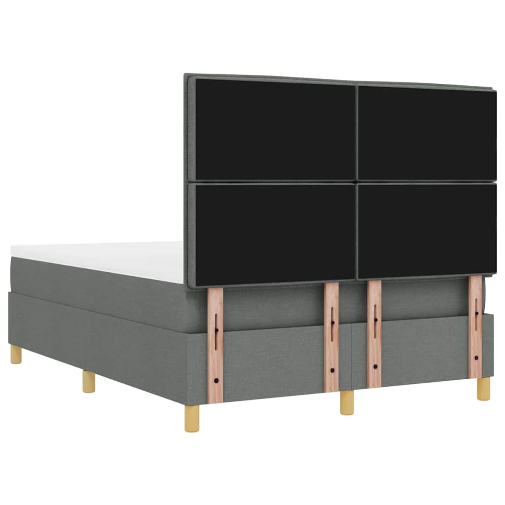 vidaXL Łóżko sprężynowe z poduszką ciemno szary 200 x 140 cm tkanina