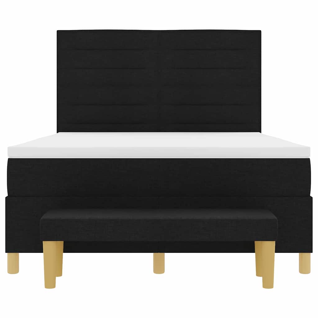 vidaXL Łóżko sprężynowe Z zagłówkiem Czarny 200 x 140 cm tkanina
