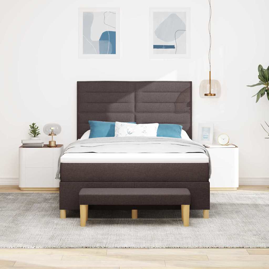 vidaXL Łóżko sprężynowe ciemnobrązowy 200 x 140 cm tkanina
