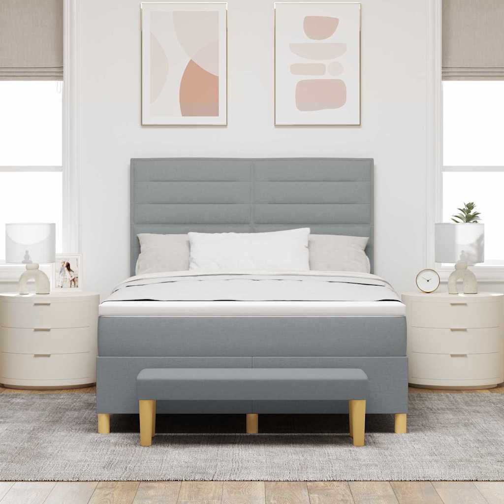 vidaXL Łóżko sprężynowe z poduszką Jasnoszary 200 x 160 cm tkanina