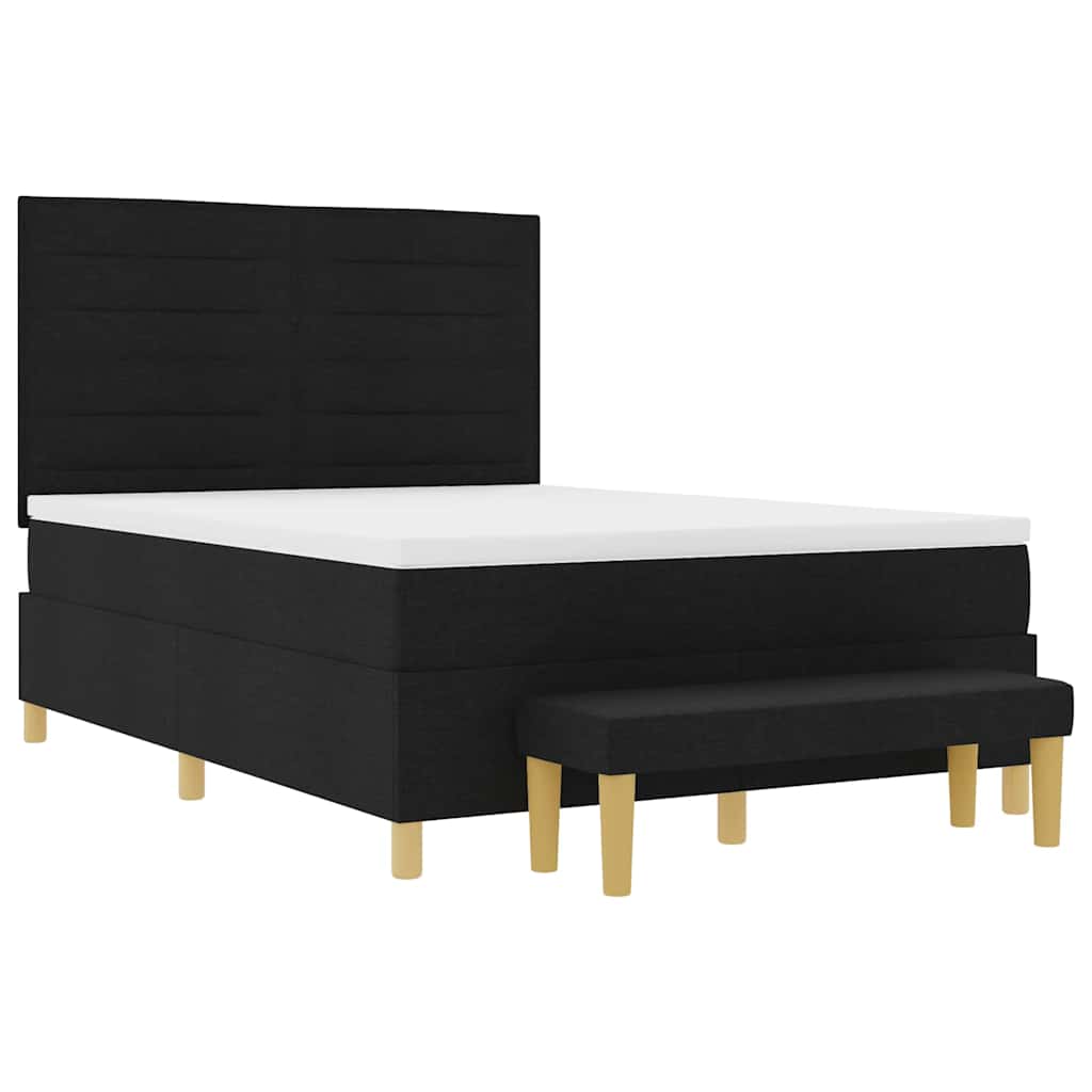 vidaXL Łóżko sprężynowe Z zagłówkiem Czarny 200 x 160 cm tkanina