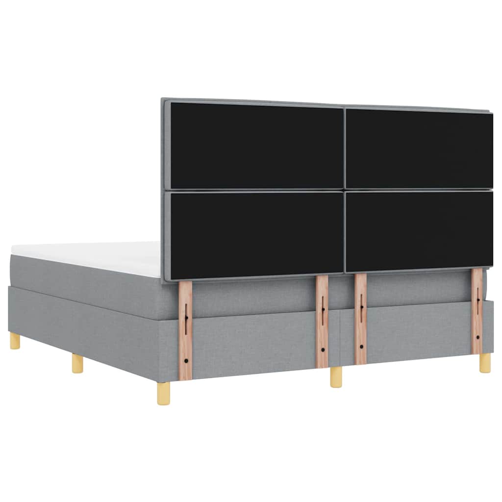 vidaXL Łóżko sprężynowe Z zagłówkiem Jasnoszary 200 x 180 cm tkanina