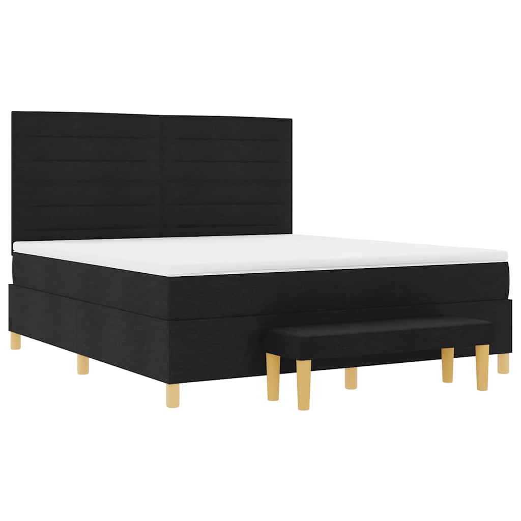 vidaXL Łóżko sprężynowe Z zagłówkiem Czarny 200 x 180 cm tkanina