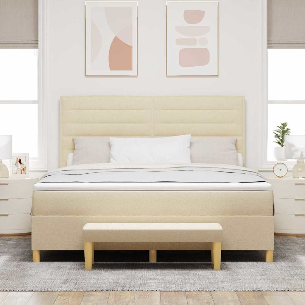 vidaXL Łóżko sprężynowe Z zagłówkiem Kremowy 200 x 180 cm tkanina