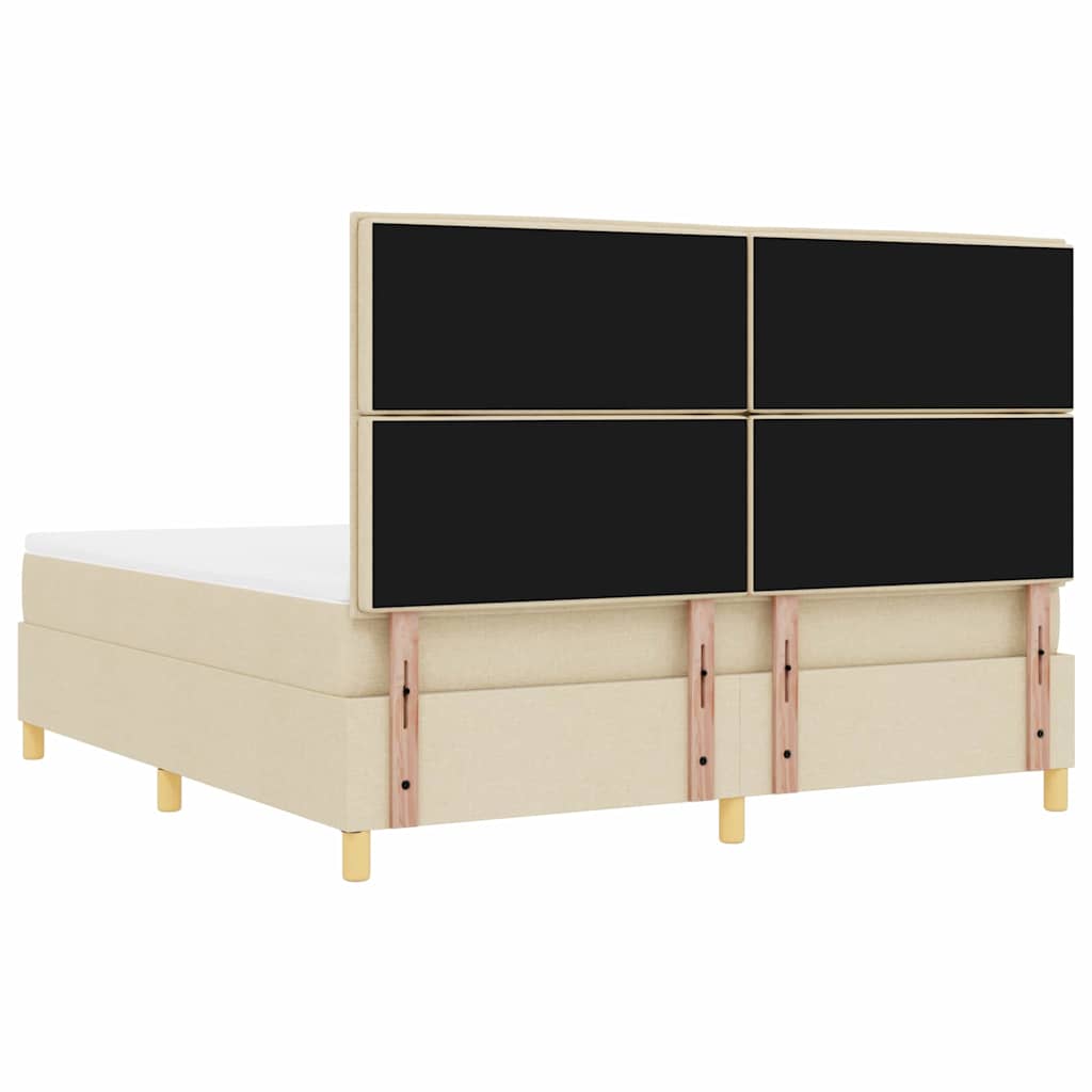 vidaXL Łóżko sprężynowe Z zagłówkiem Kremowy 200 x 180 cm tkanina
