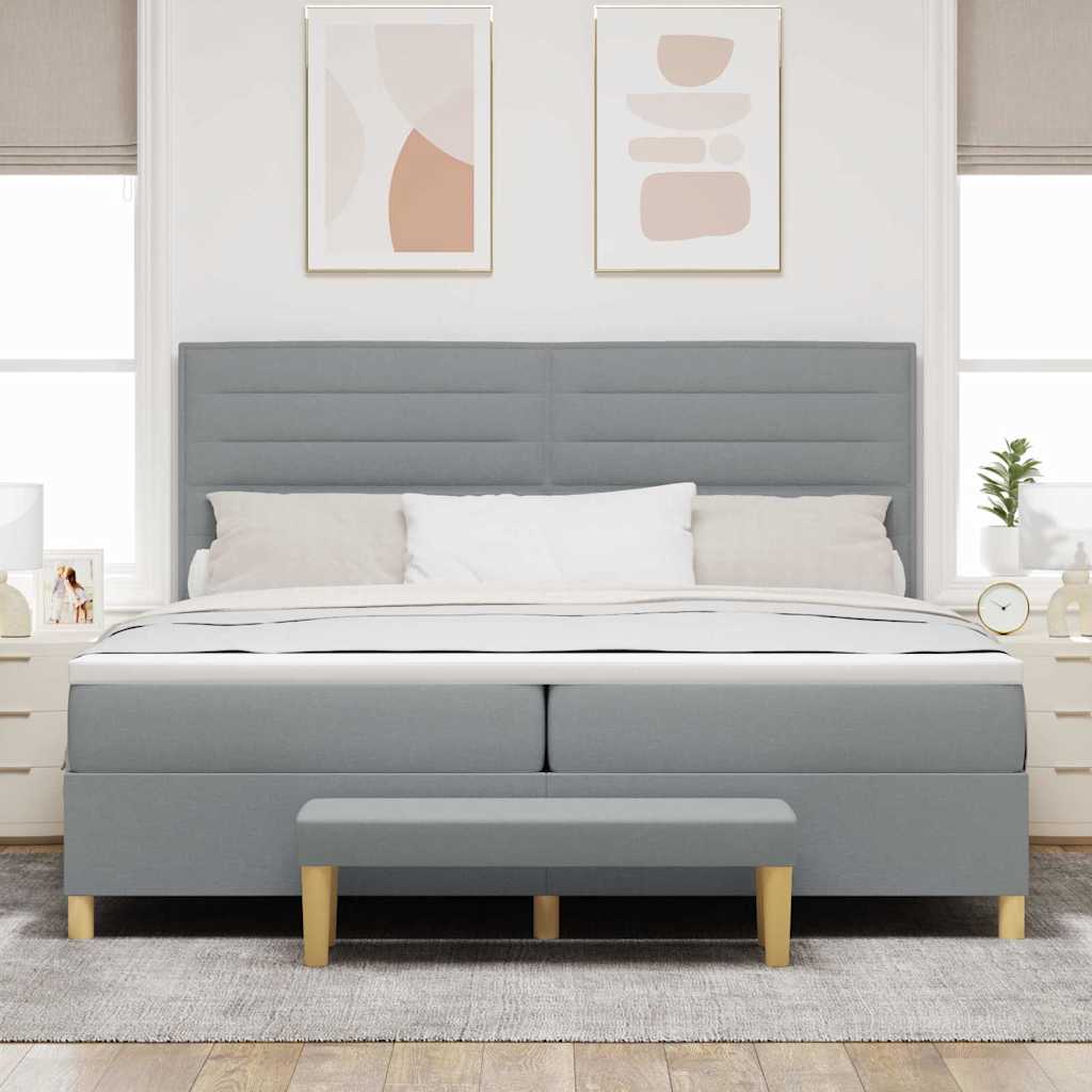 vidaXL Łóżko sprężynowe z materacem Jasnoszary 200 x 200 cm tkanina