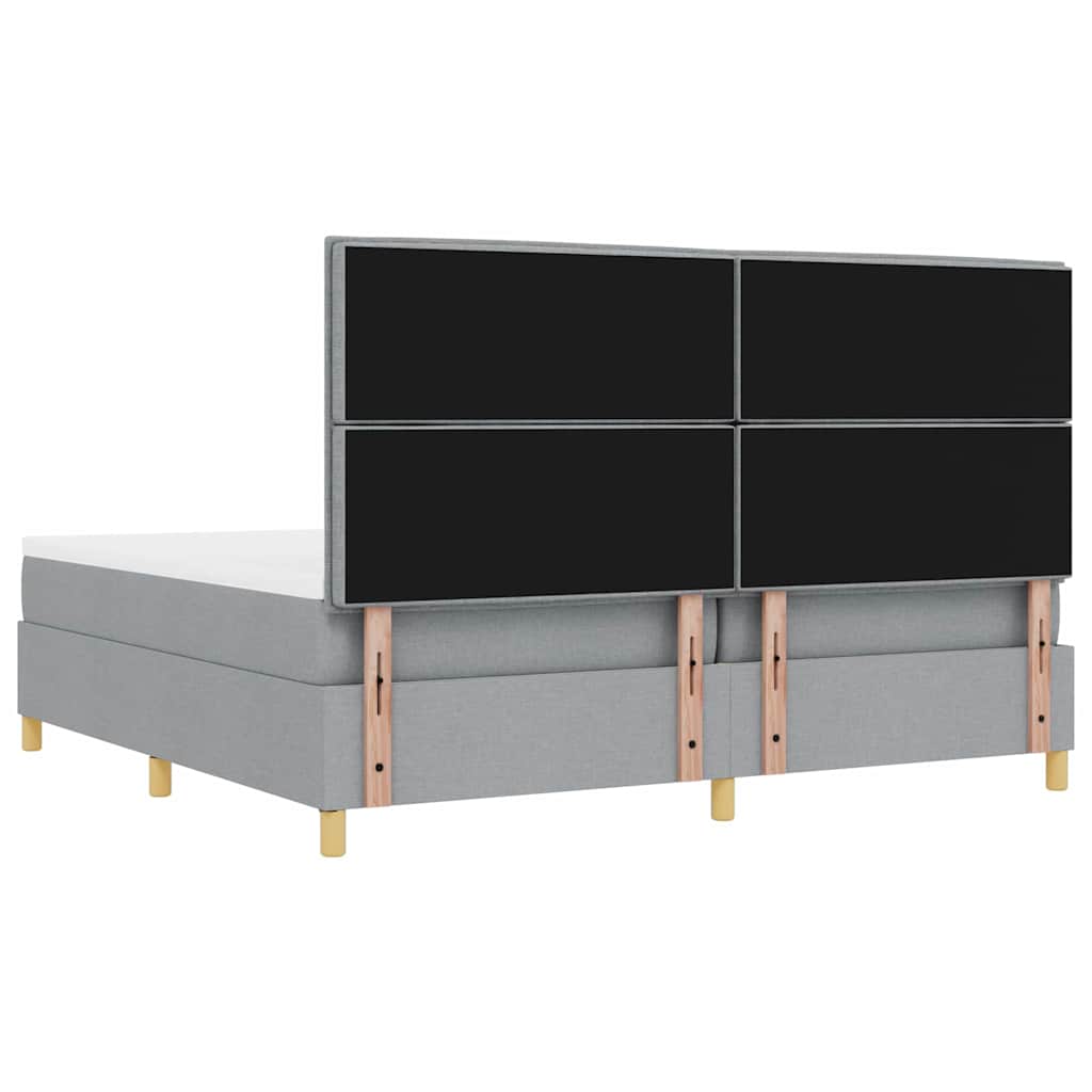 vidaXL Łóżko sprężynowe z materacem Jasnoszary 200 x 200 cm tkanina