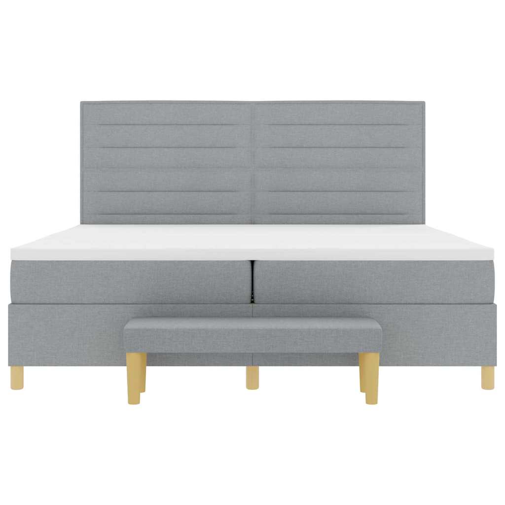 vidaXL Łóżko sprężynowe z materacem Jasnoszary 200 x 200 cm tkanina