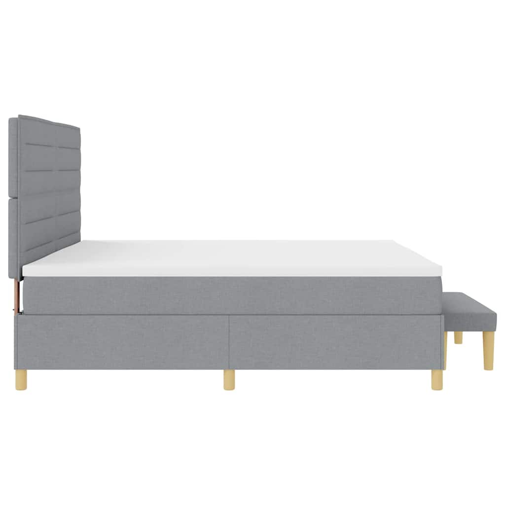 vidaXL Łóżko sprężynowe z materacem Jasnoszary 200 x 200 cm tkanina