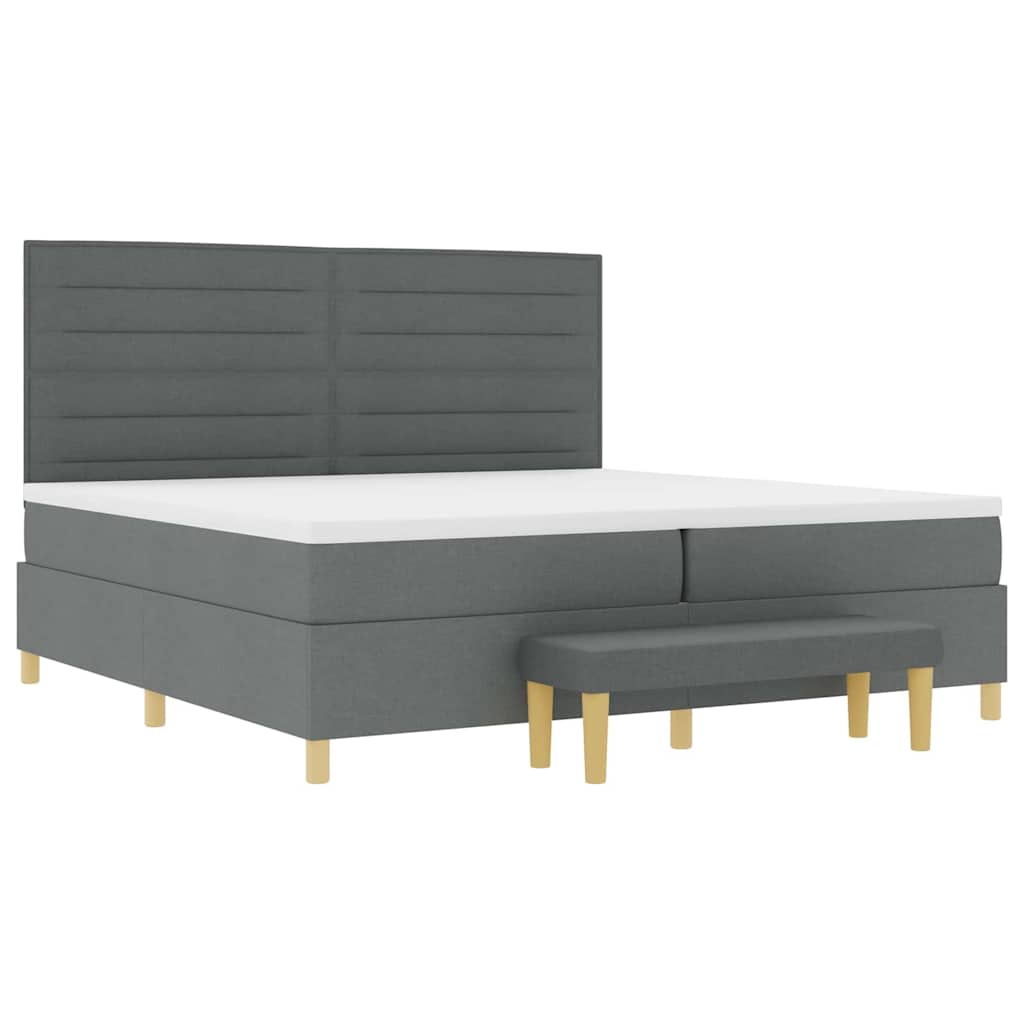vidaXL Łóżko sprężynowe z materacem Ciemnoszary 200 x 200 cm tkanina